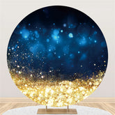 Thème de la nuit noire avec fond rond doré brillant